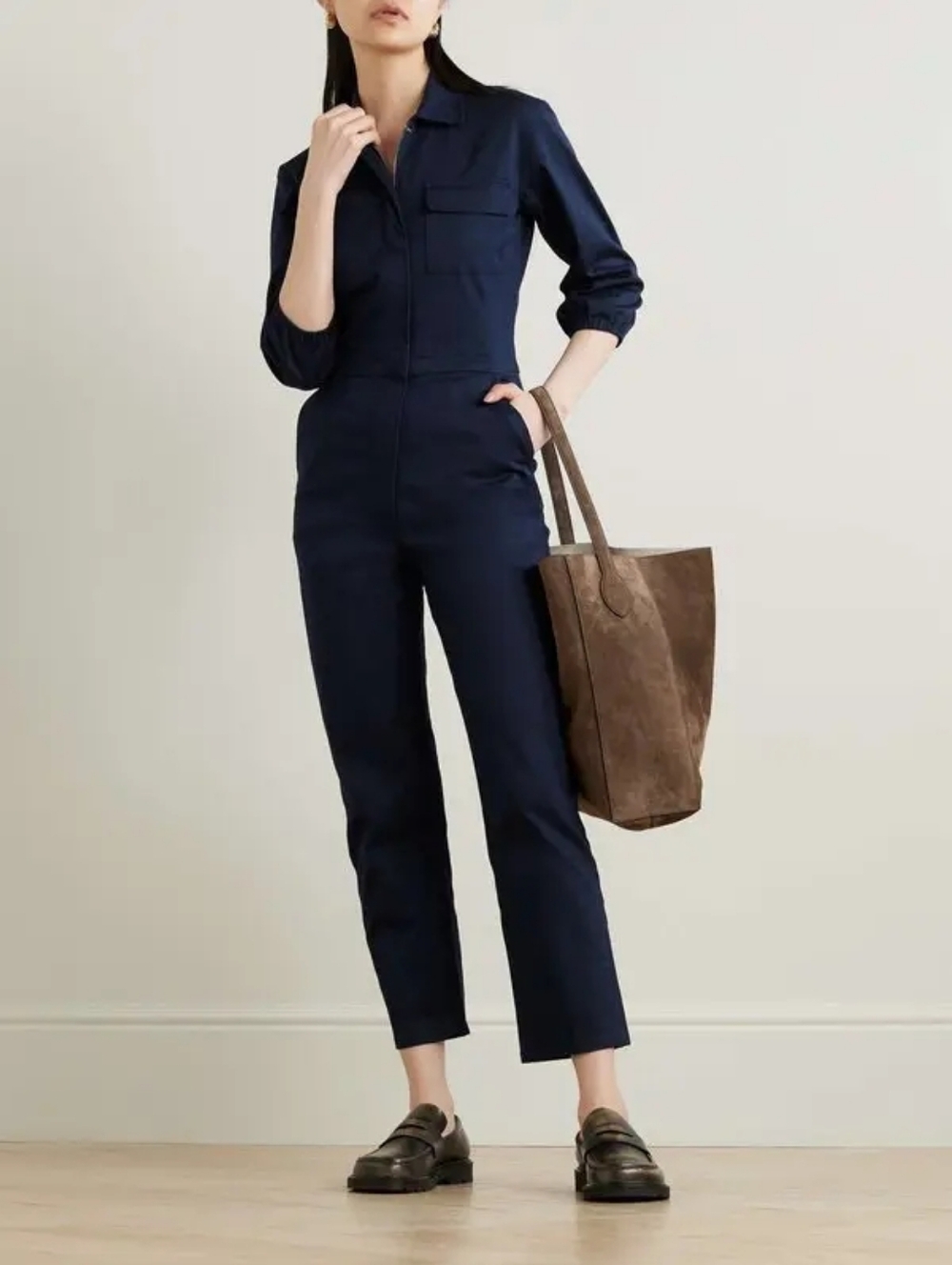 RIVET UTILITY Charmer Stretch Cotton Corduroy Jumpsuit Navy